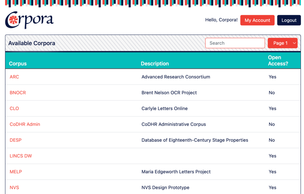 Corpora Homepage