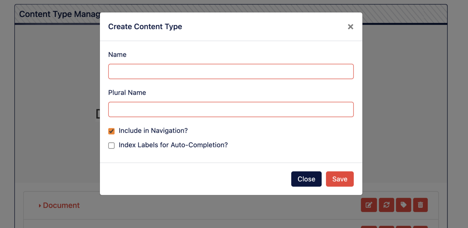 Create Content Type Form