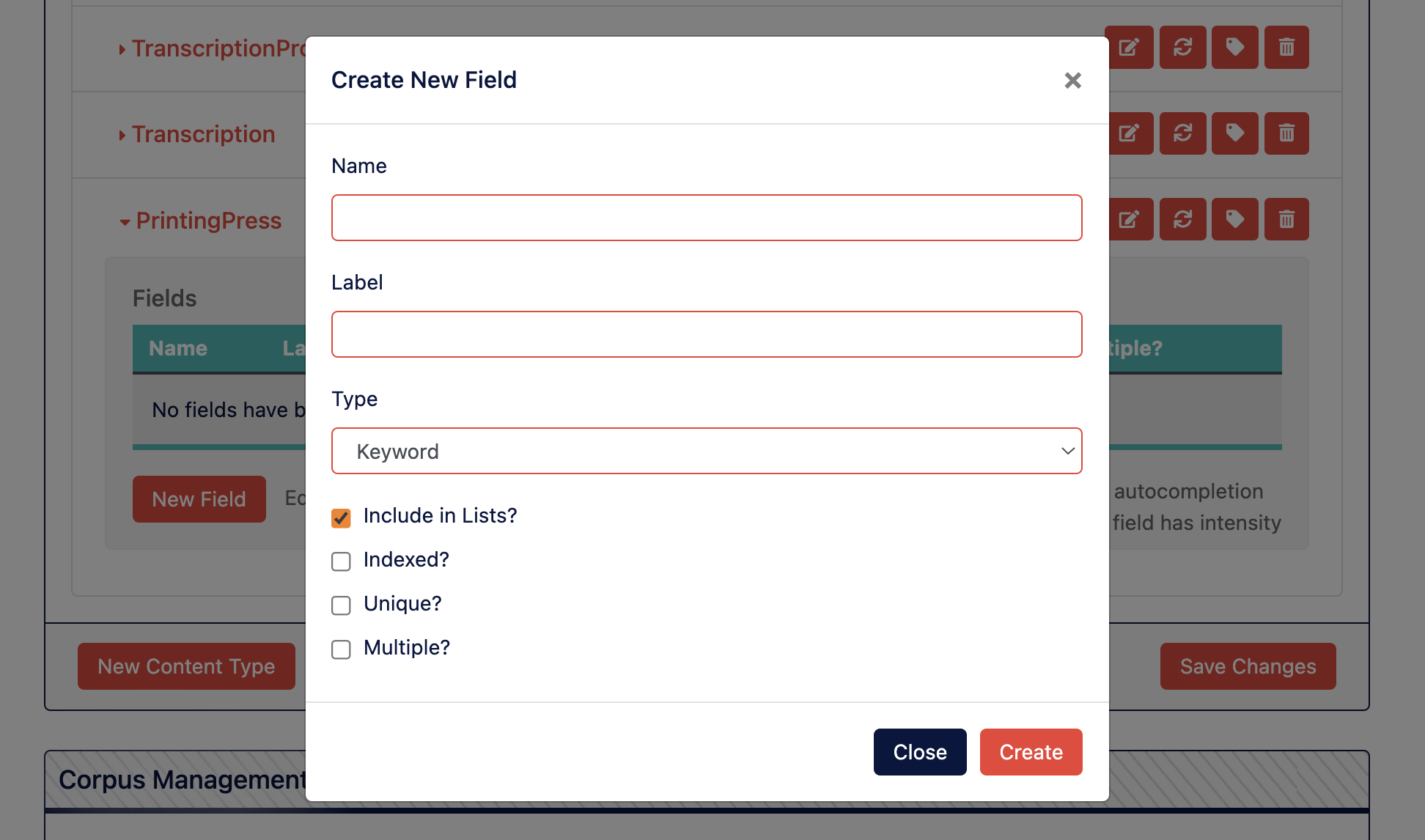 New Field Form